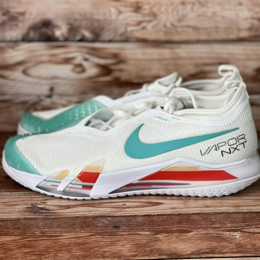 Nike Court React Vapor NXT HC Shoes White Teal Red CV0724-136  Men’s Size 10.5 - Picture 3 of 10